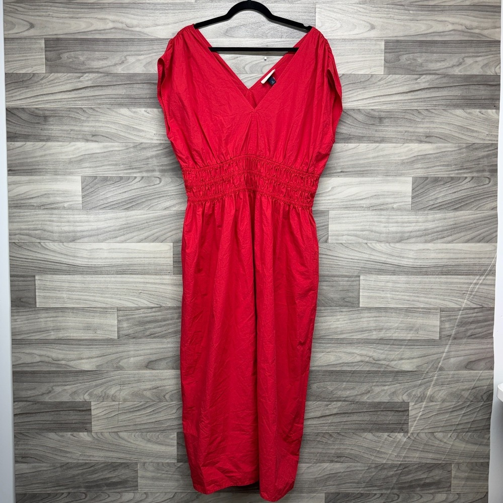 Universal Thread Maxi Dress Women's XL Red Empire Waist Sleeveless V-Neck Pocket